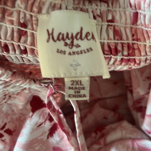 Hayden Los Angeles Floral Back Smocked Tiered Tank Dress size 2XL pink maxi - Picture 6 of 11